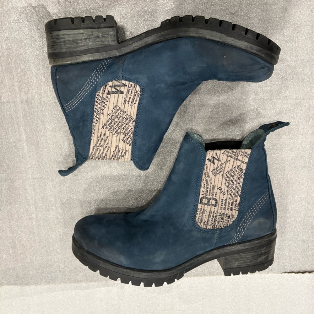 [38/7-7-5]Bueno Lavorazione Artigiana Blue Chelsea Ankle Boots - Picture 3 of 7